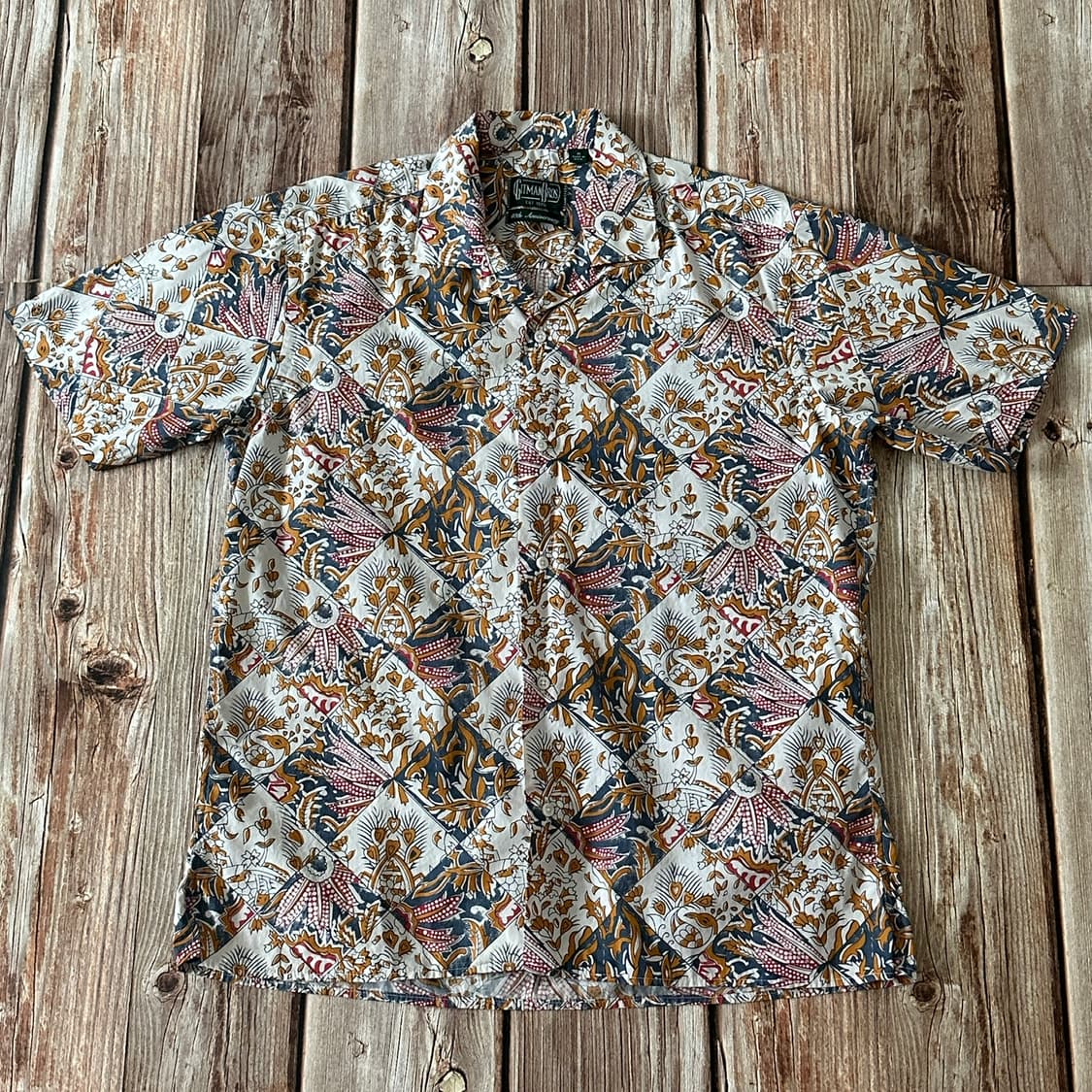 짓먼 브로스 40주년 해초 문양 오픈 칼라 셔츠 M 사이즈 상품이미지1