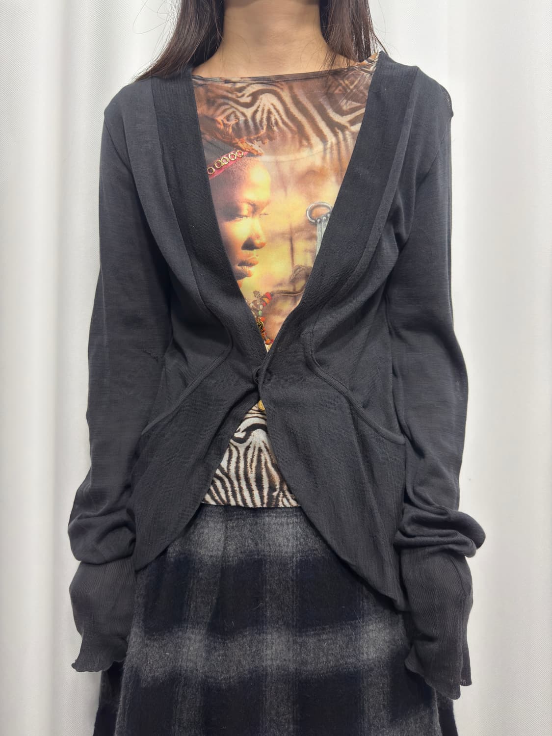 hazard eouture printing mesh top 상품이미지5