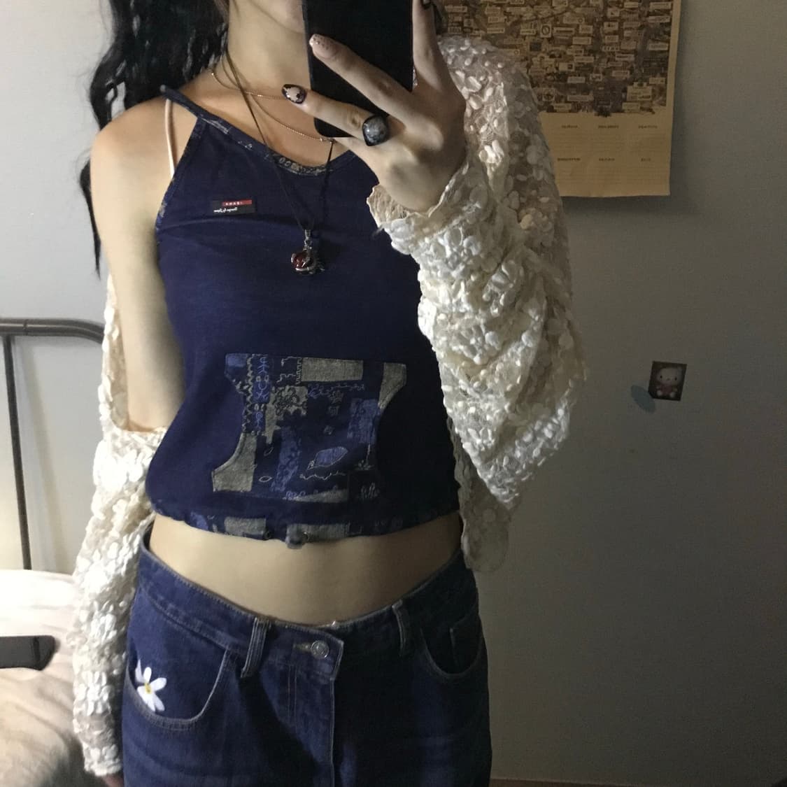 Vintage 빈티지 에스닉 데님 포켓 슬리브리스 상품이미지1