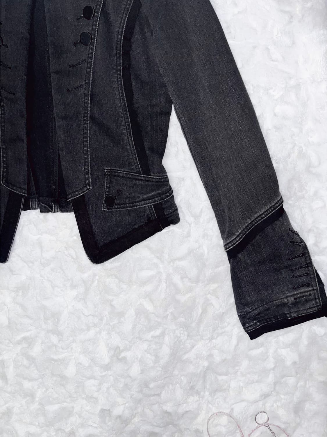 빈티지 카라 단추 흑청 블랙 자켓 상품이미지4