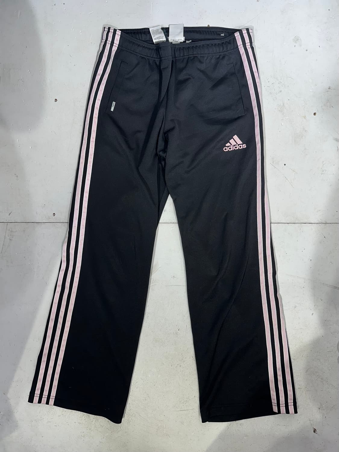 아디다스 블랙 와이드 핑크 삼선 스몰 로고 팬츠 M 상품이미지4