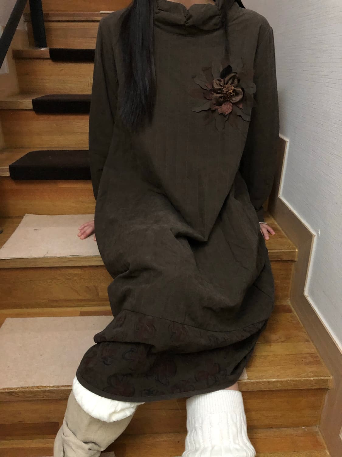 빈티지 브라운 벌룬핏 원피스 상품이미지3