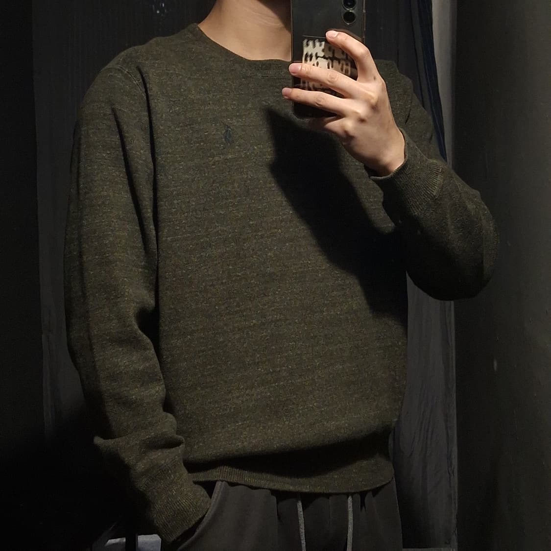 폴로랄프로렌 카키 네이비포니 심플 코튼 라운드넥 니트 L 상품이미지2