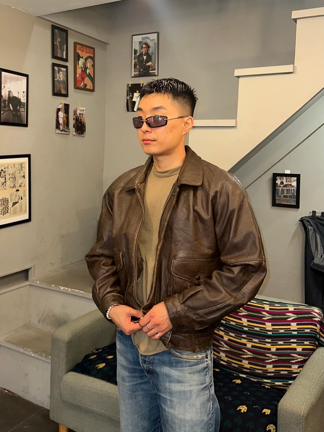 90’s Japanese Shell-leather aged jacket 상품이미지1