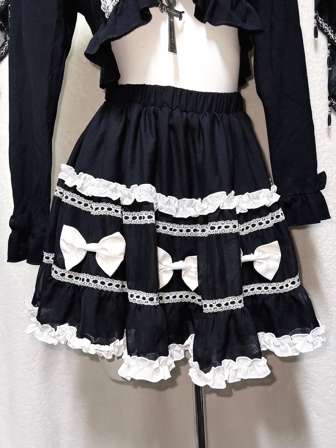 디어리 로맨틱고딕 엔젤릭 고스로리 로걀 갸루 리본 프릴 큐롯스커트 핀터 상품이미지5