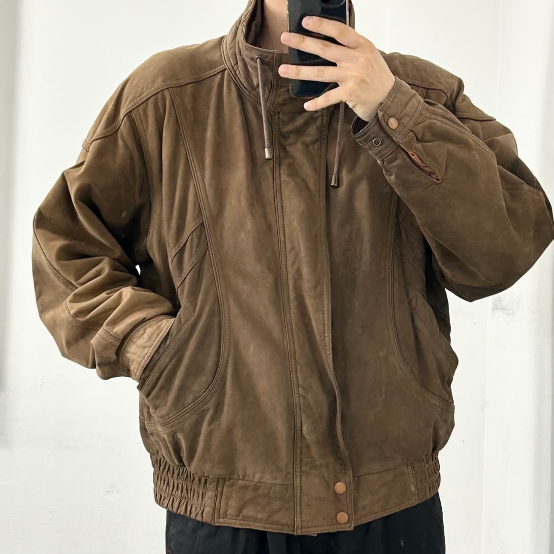 H.B Leather 90s 하이넥 소가죽 봄버 자켓 상품이미지3