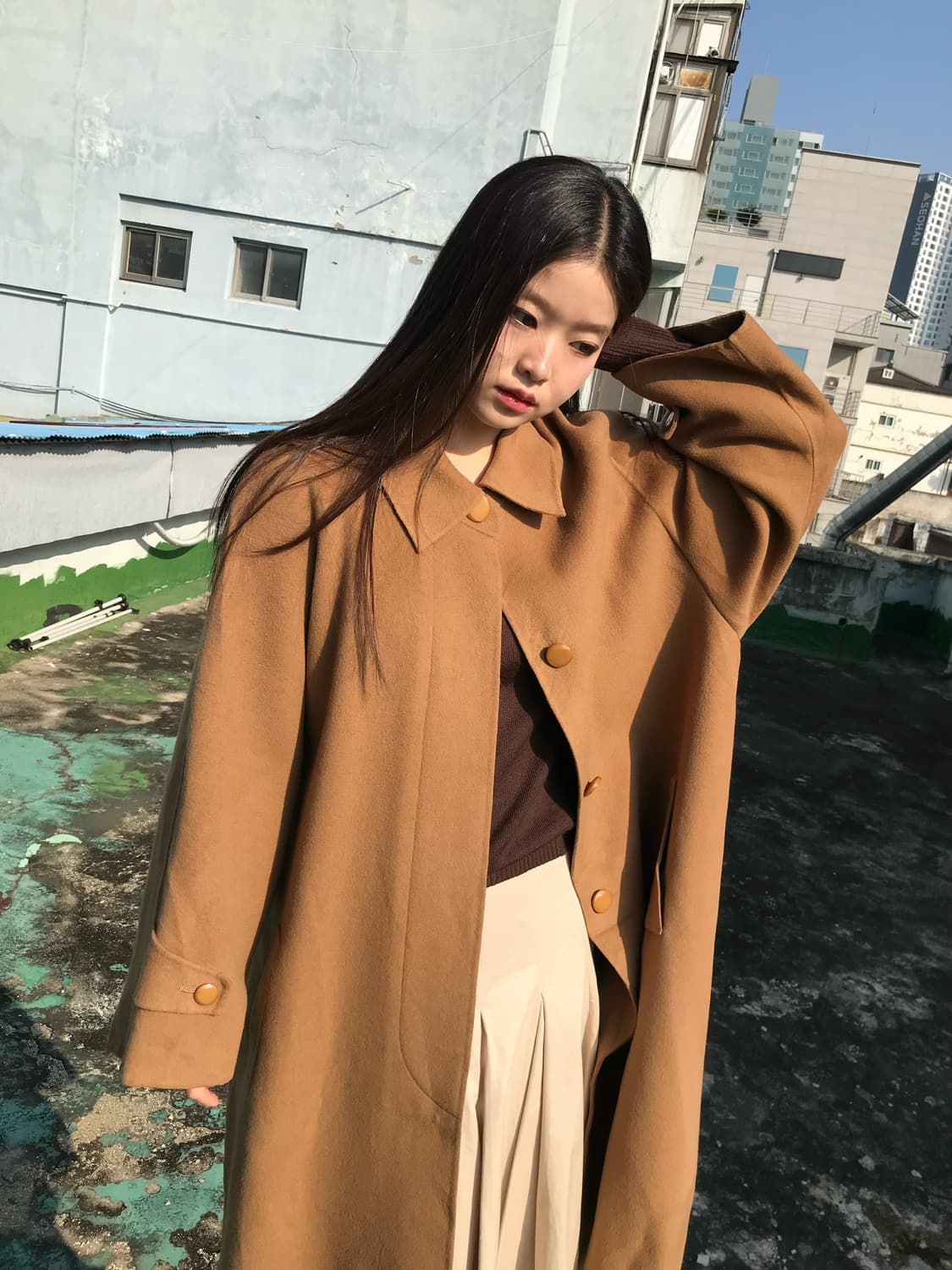 카라멜 롱 코트  상품이미지5