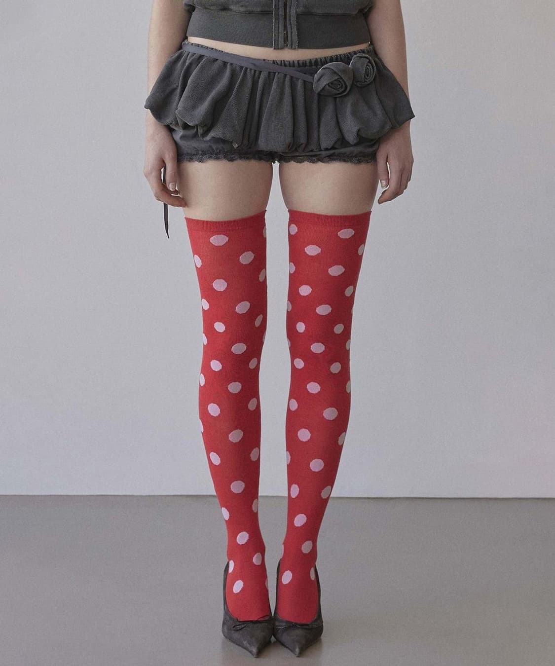 워시드 로즈 블루머 스커트팬츠 차콜 상품이미지2