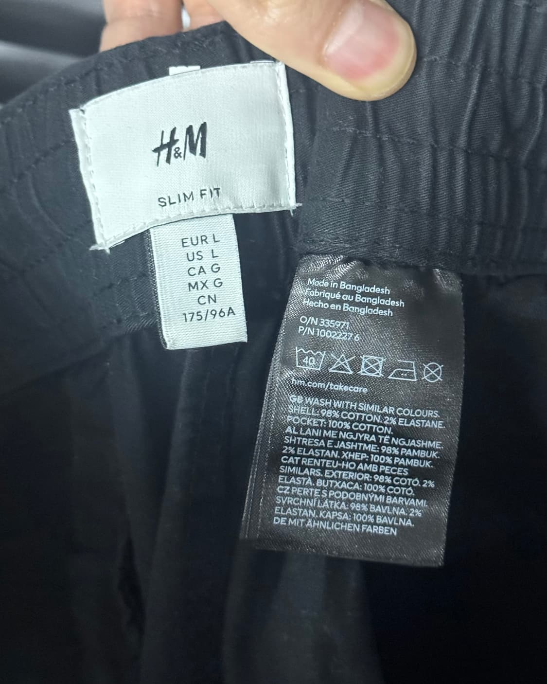 H&M 새깅 조거 밴딩 팬츠 블랙 검정 워시드 L 100 카고 포켓 끈 상품이미지7