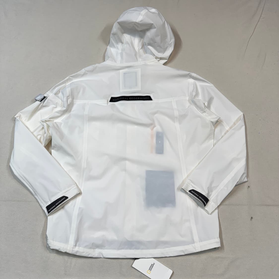 XL) 내셔널지오그래픽 화이트 바람막이 후드 자켓 미사용품 상품이미지5