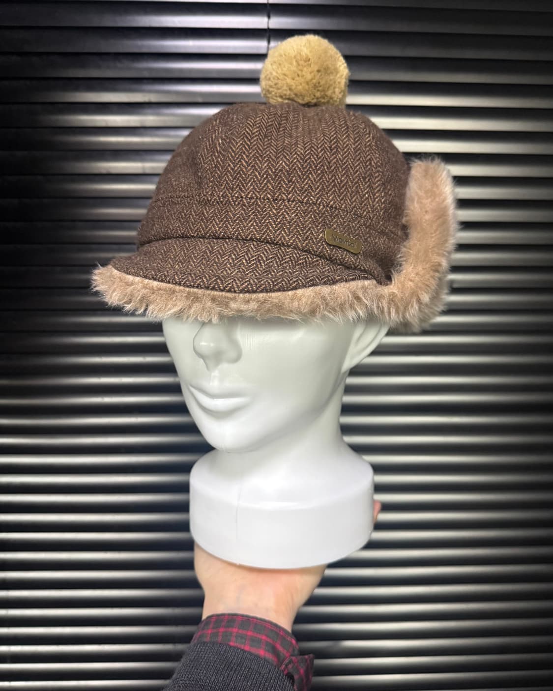 모비토 방울 모자 트루퍼햇 울 헤링본 털 등산 방한 골프 귀달이 스키 상품이미지3