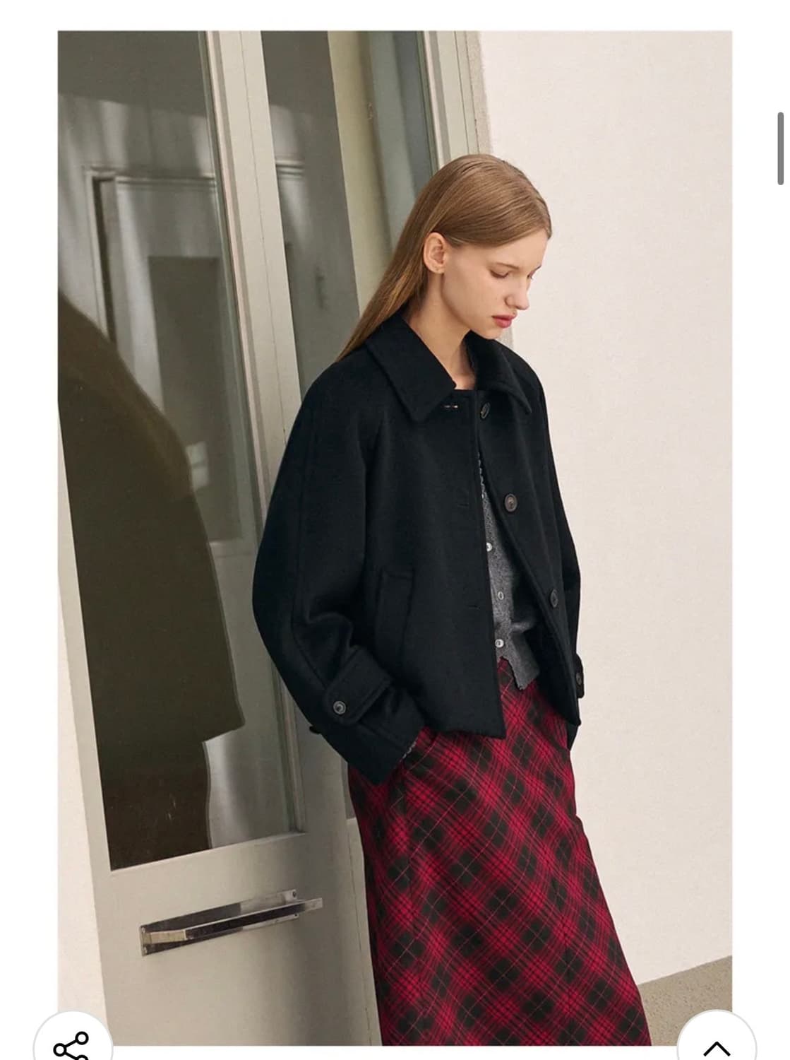 (S) 드로우핏 우먼 소프트 캐시미어 레글런 숏 코트 [BLACK] 판매 상품이미지4