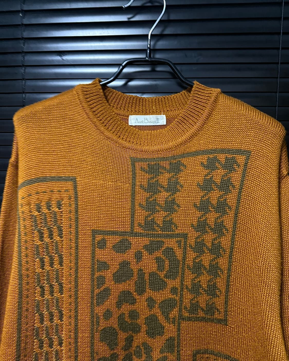 ALGEBRIQUE 에스닉 패턴 패치 주황색 오렌지 빈티지 웨스턴 스웨터 상품이미지3