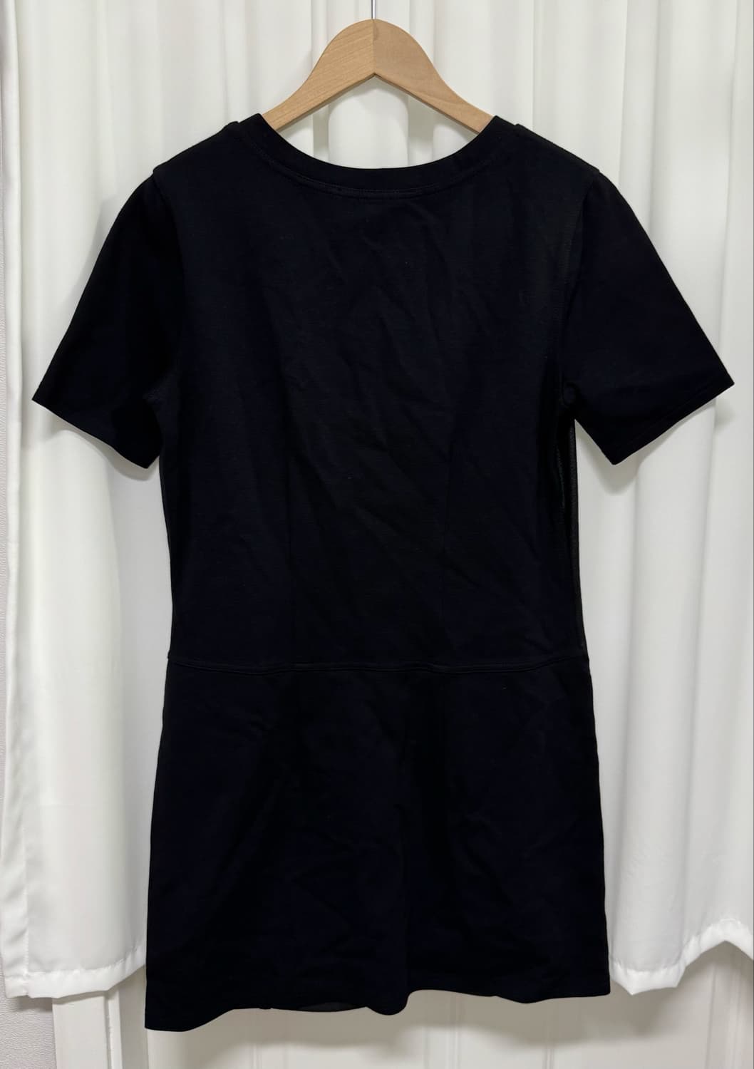 BCBGMAXAZRIA 블랙 레더 배색 반팔원피스 M 상품이미지6