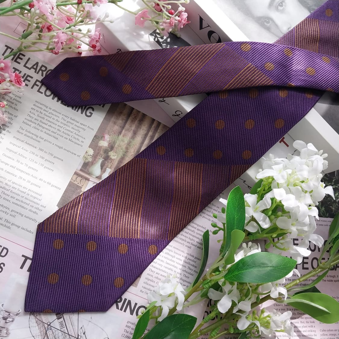 타임 퍼플 도트 스트라이프 패턴 넥타이 8.6cm A+등급 K2395
 상품이미지4