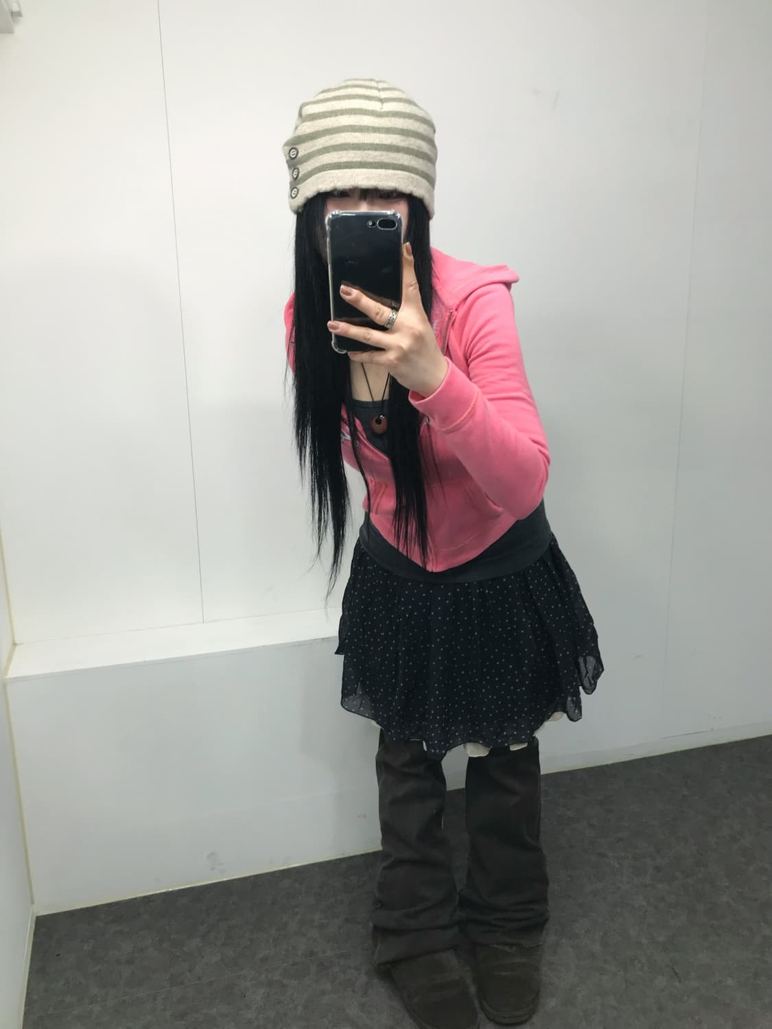 핑크 여리 부츠컷 레이어드 코디셋 상품이미지3