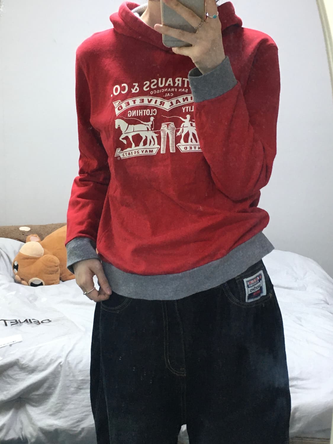 리바이스 🎠 클래식 홀스 후드티 red 상품이미지2