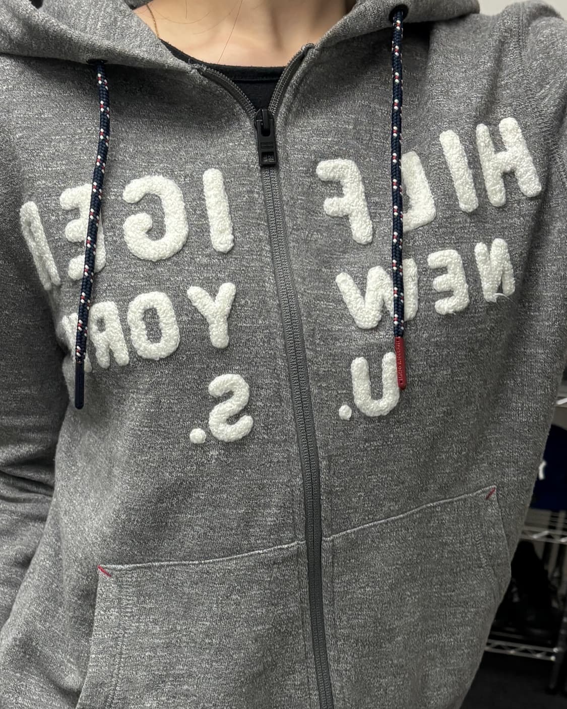 타미힐피거 아플리케 로고 그레이 후드집업 상품이미지3