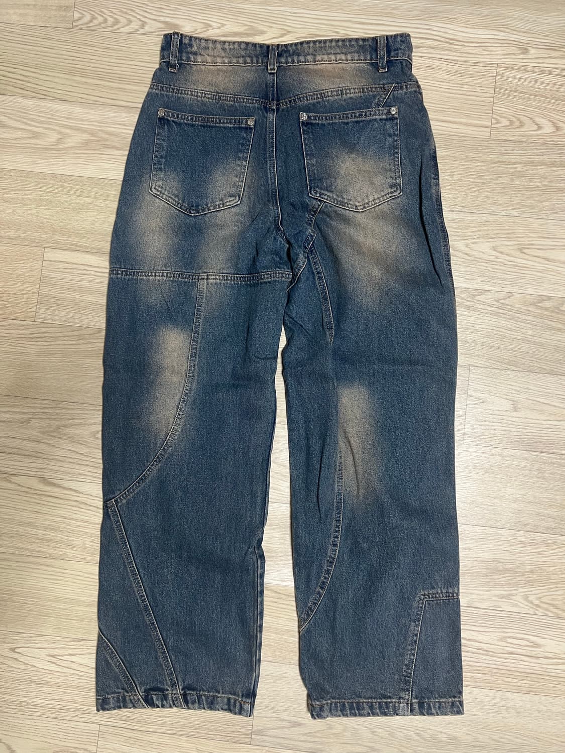 절개 워싱 데님 팬츠 인디고 블루 S사이즈 상품이미지2