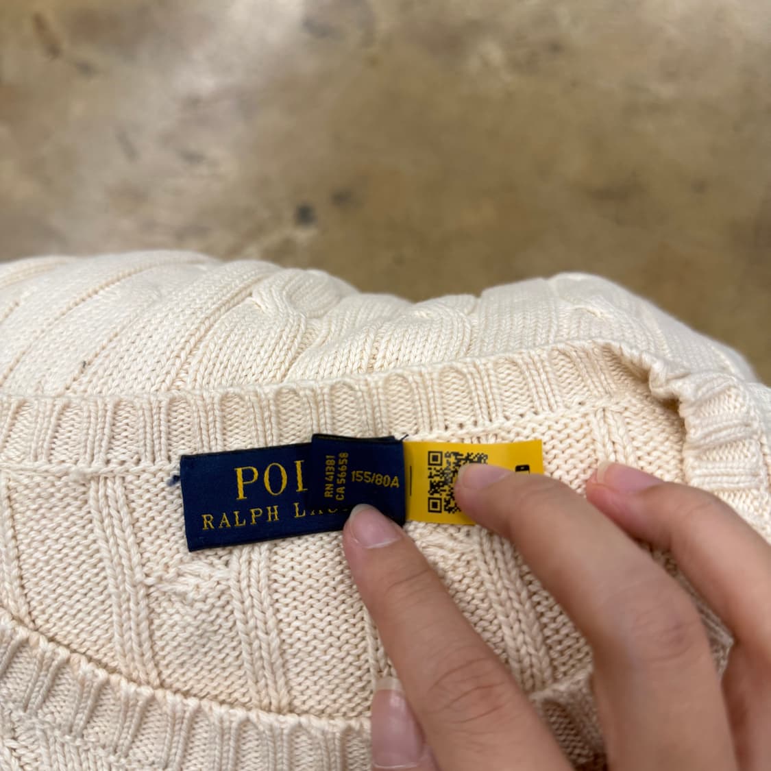 폴로 랄프로렌 크림 화이트 꽈배기 니트  상품이미지6