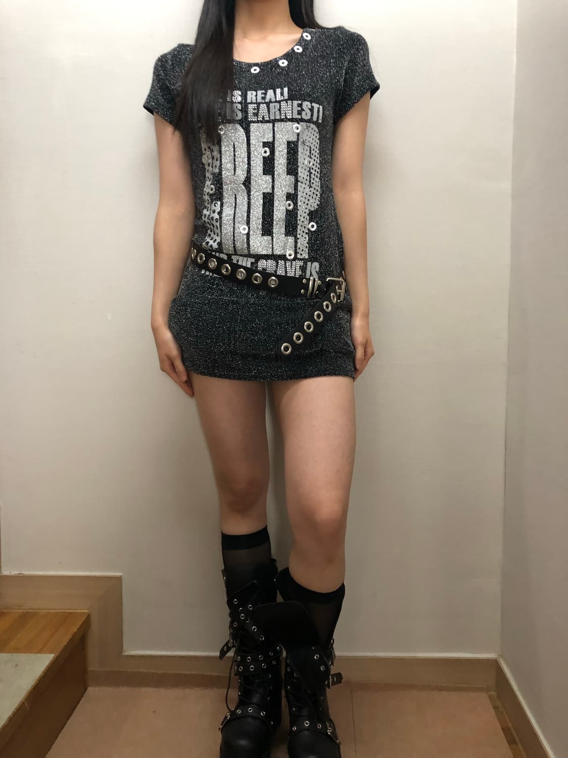 빈티지 그레이 펑크 티셔츠 상품이미지5