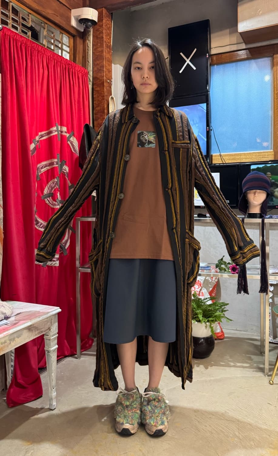 CMMN SWDN 스트라이프 로브 코트 (New) 상품이미지4