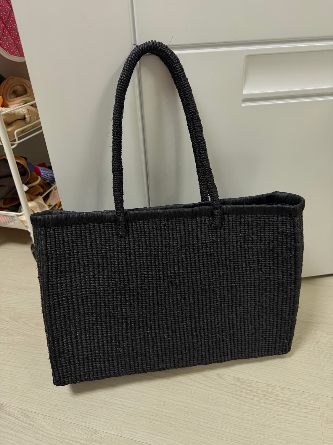 Raffia Shopper Bag 블랙 상품이미지1
