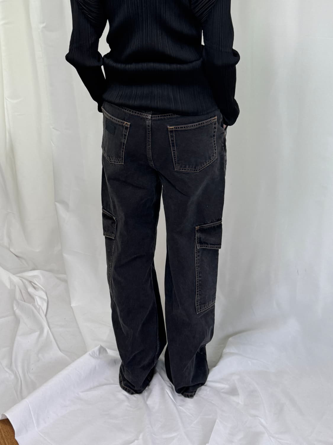 GANNI 가니 와이드 카고 데님 진 흑청바지 28 상품이미지5