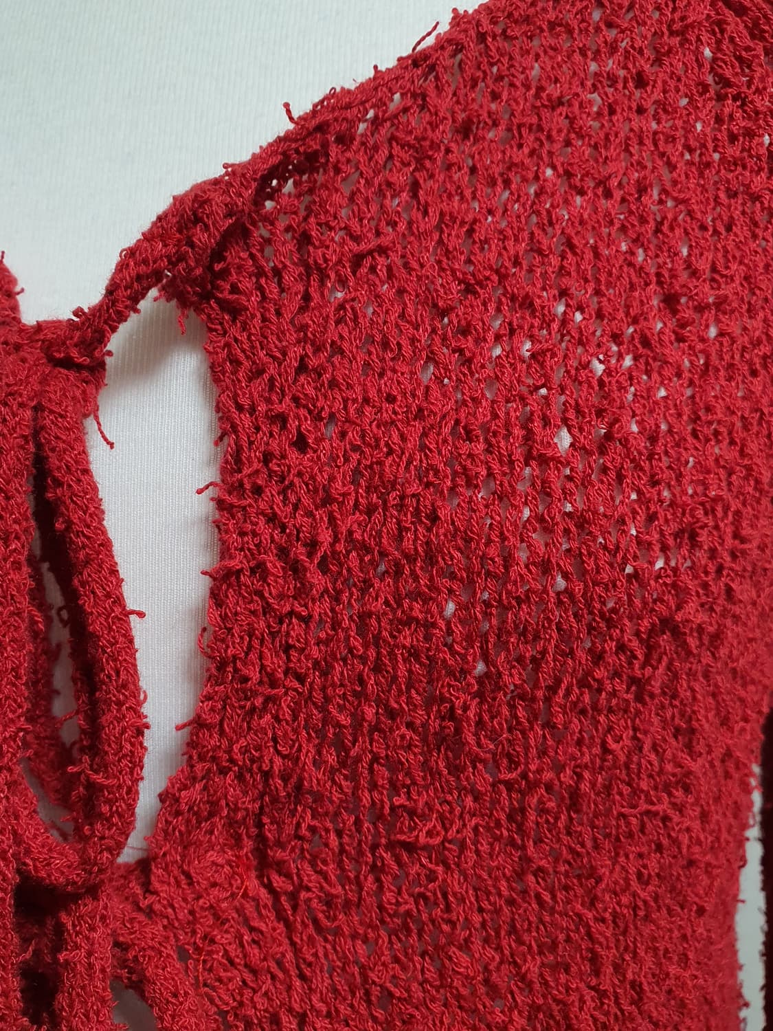 [빈티지] 크리스마스 레드 꽈배기 숏 가디건 니트 상품이미지2