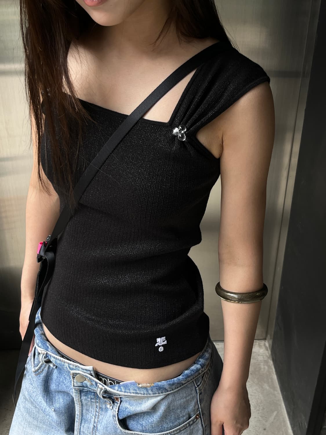 00s Courreges 꾸레쥬 로고 슬리브리스 상품이미지1