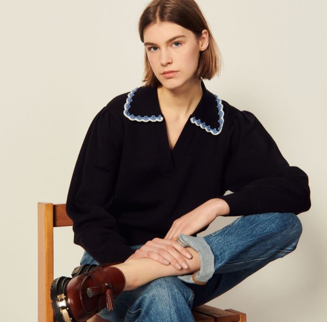 산드로 크로쉐 브레이드 스웨터 1사이즈 상품이미지3