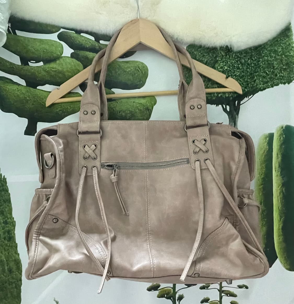 팬시클럽 벨티드 워싱 레더백 베이비 핑크 상품이미지4