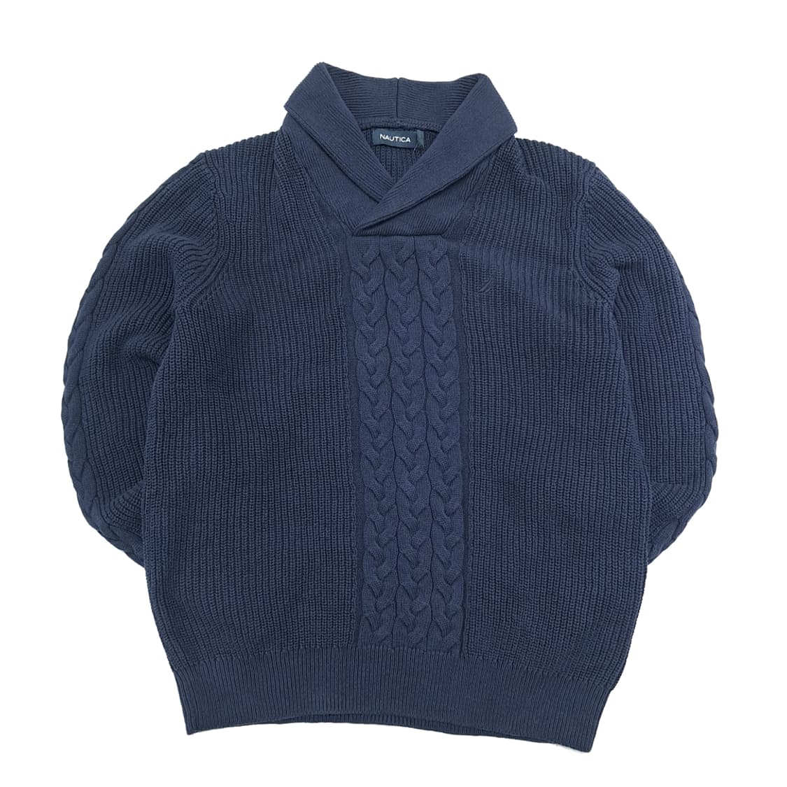 CN978 M 노티카 다크네이비 숄카라 케이블 긴팔 니트 스웨터 상품이미지1