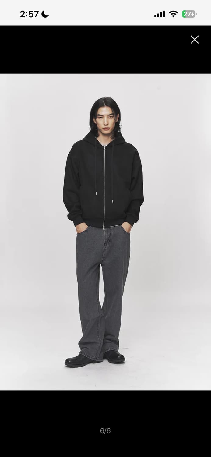 블랙모먼트 페이크 스웨이드 후드집업 블랙 상품이미지5