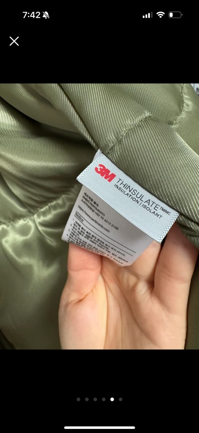 파르티멘토 3M 신슐레이트 코트 M 올리브 상품이미지5