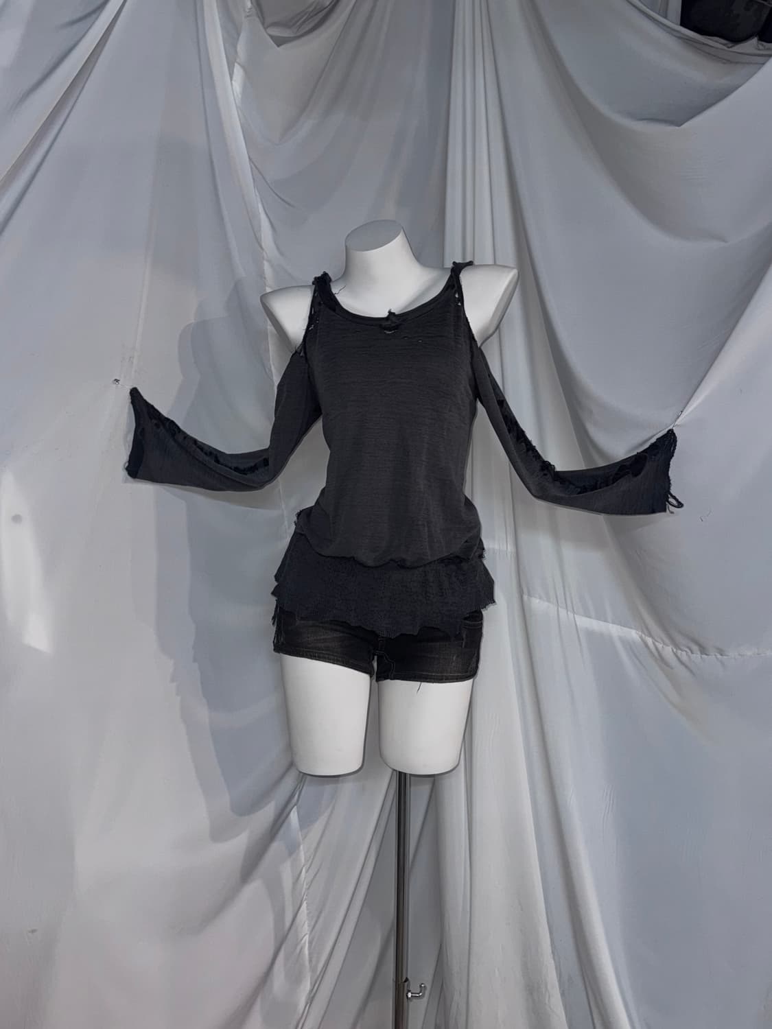 블랙 데스노트 미사깔 폼폼이 그런지 무채색 와투케 코디세트  상품이미지3