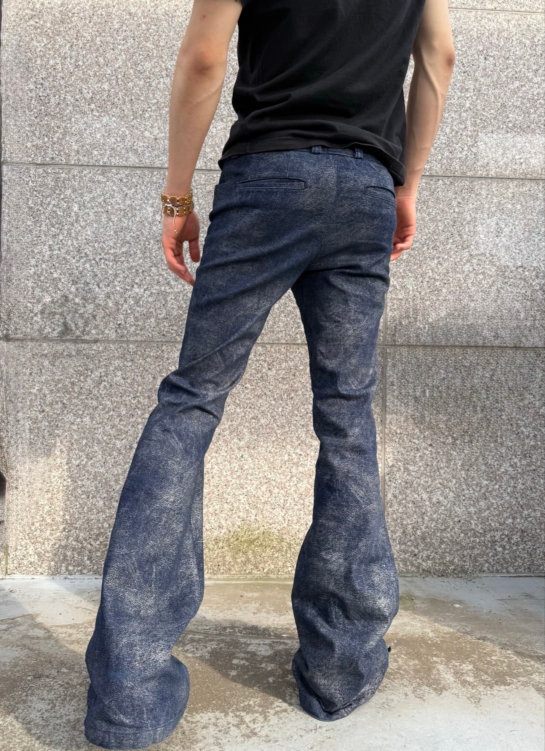 00s 토네이도 마트 특수 가공 총무늬 벨보텀 플레어 데님 팬츠 상품이미지2
