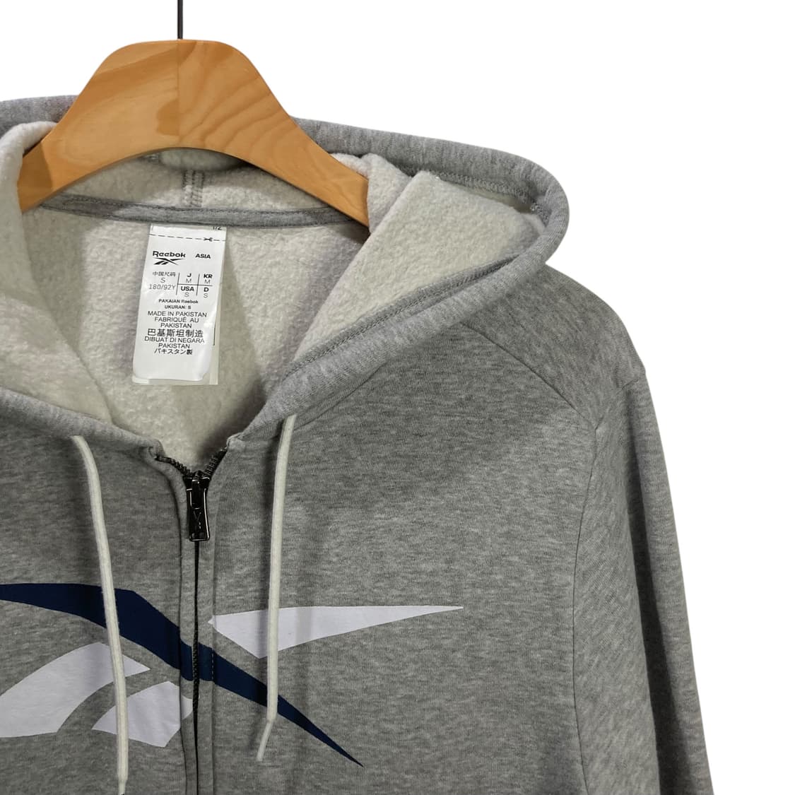 리복 빅로고 그레이 후드집업 상품이미지3