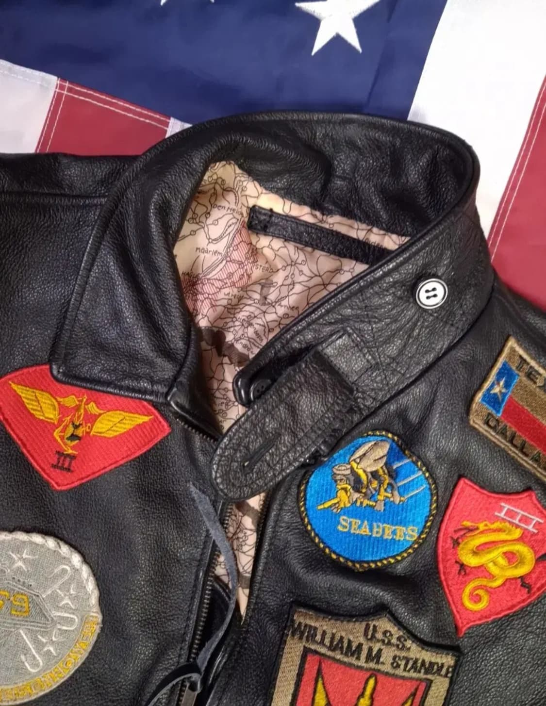 새제품 일본판 빈티지 탑건 미해군 G-1 리얼레더 항공자켓 상품이미지2