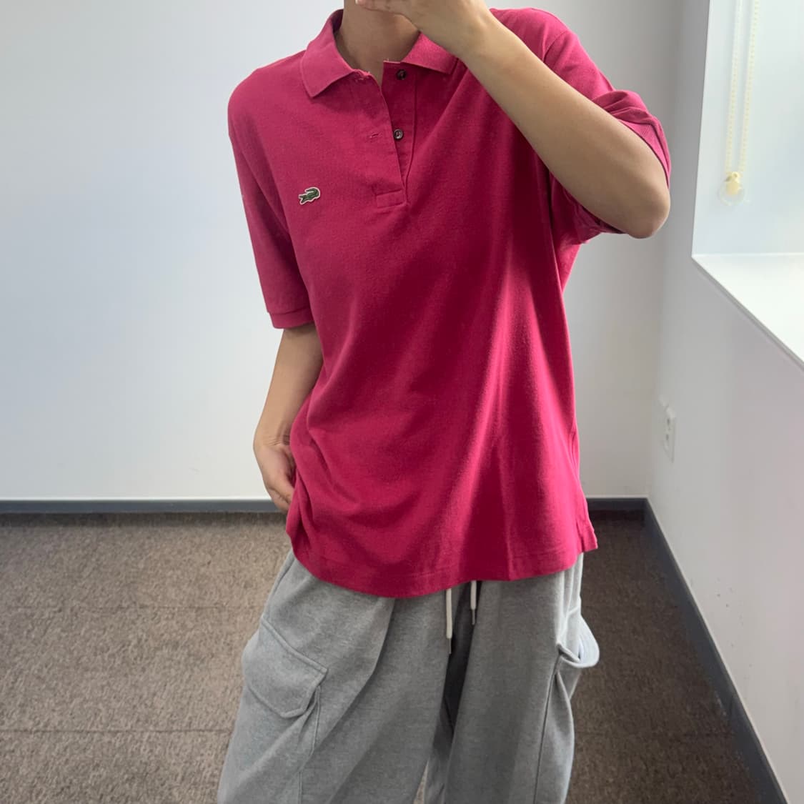 Lacoste 라코스테 스몰로고 핫핑크 반팔 카라티  상품이미지1