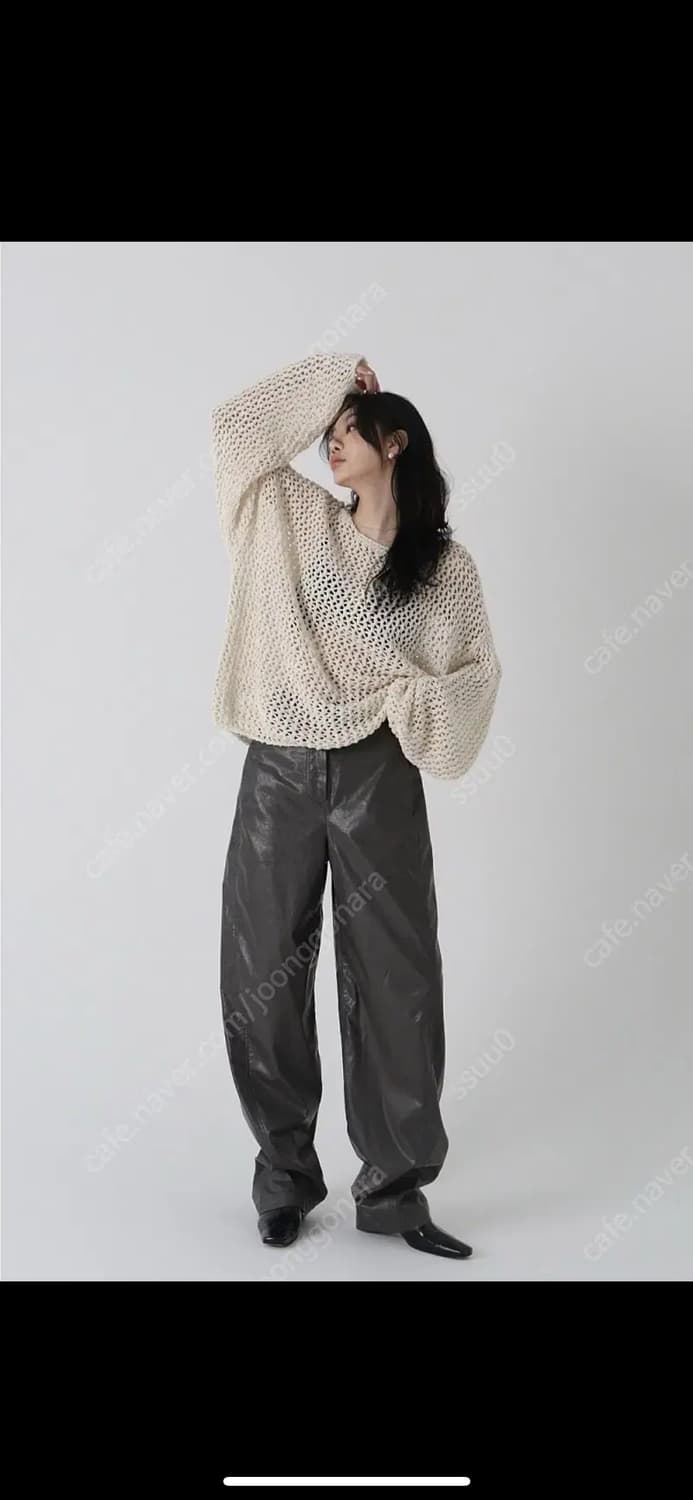 트리밍버드 커브드 레더팬츠 모카그레이 상품이미지1