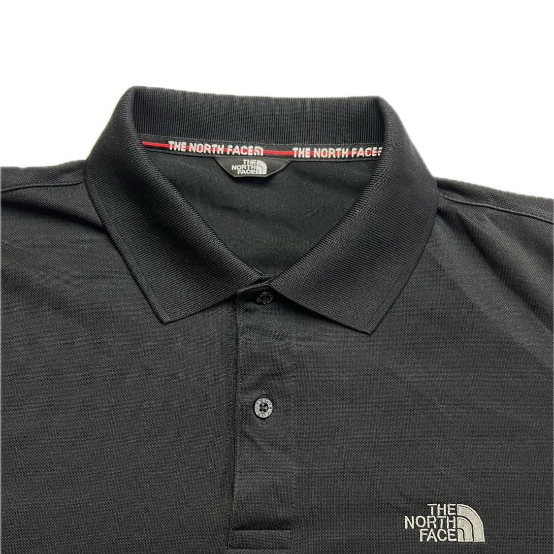 구제 노스페이스 카라 반팔티 검정 중고 빈티지 상품이미지3