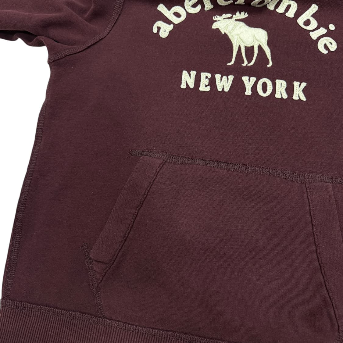 아베크롬비 Y2K 스펠로고 기모 후드티 마룬 버건디 레드 XL 상품이미지3