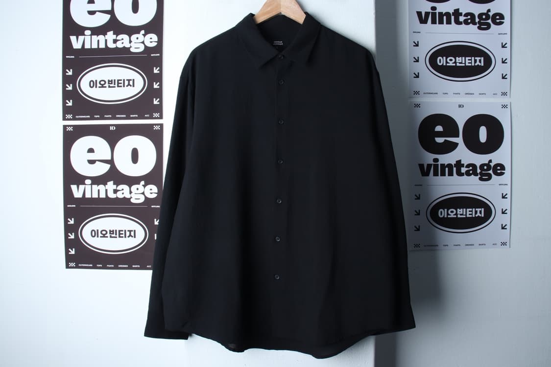 (L-XL) 무신사 스탠다드 셔츠 남방 무지 블랙 경량 폴리-H33542 상품이미지2