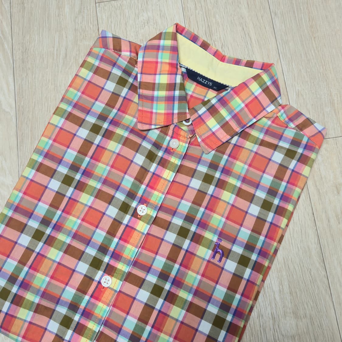 85)헤지스 오렌지 멀티 체크 셔츠 상품이미지4