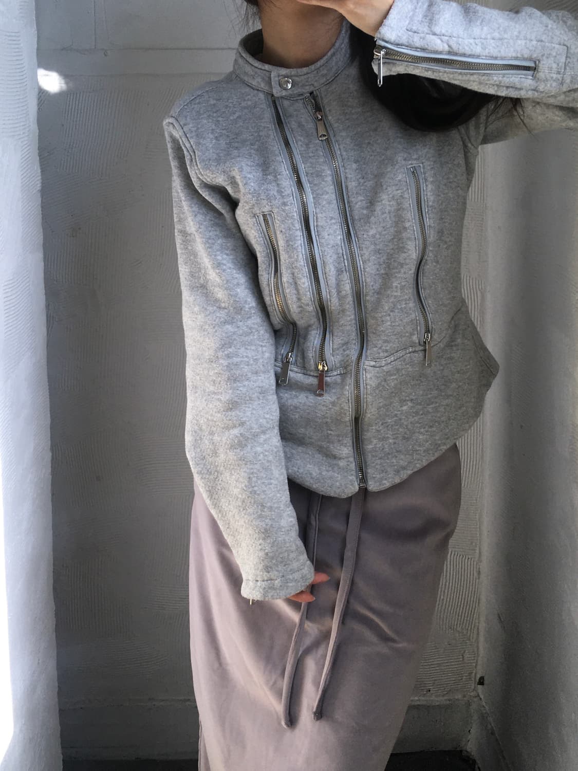 Diesel 디젤 그레이 코튼 바이커 집업  상품이미지1