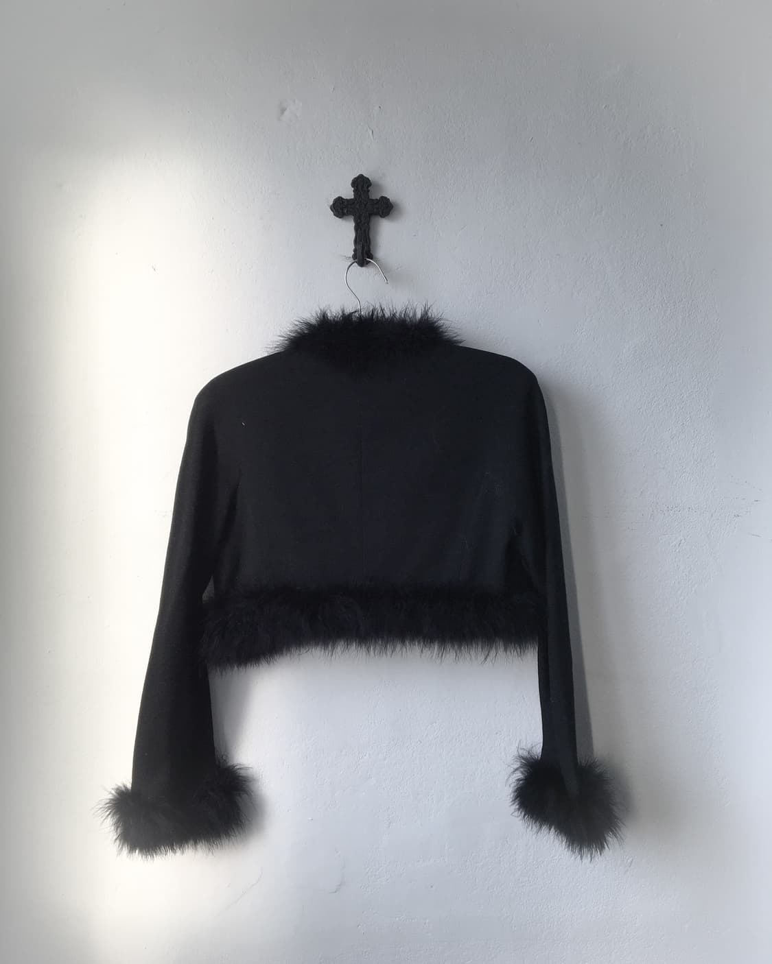 Fake fur trimming open jacket 상품이미지3