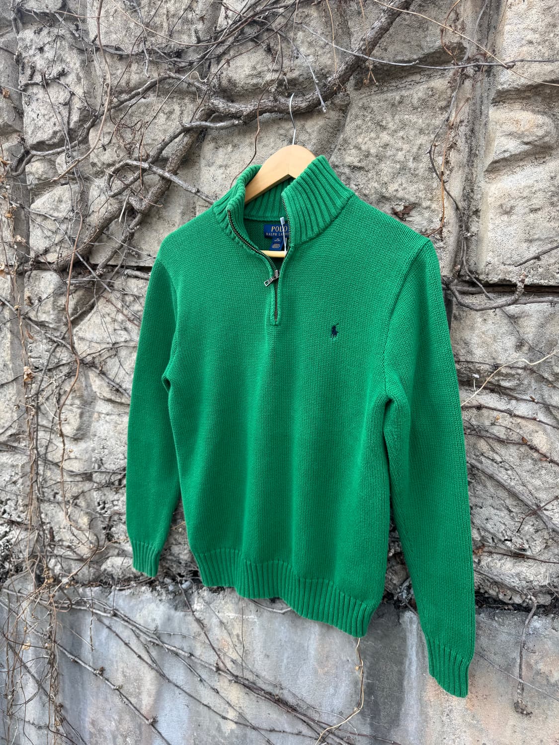 폴로 랄프로렌 빈티지 코튼100 하프집업 니트 그린 상품이미지3