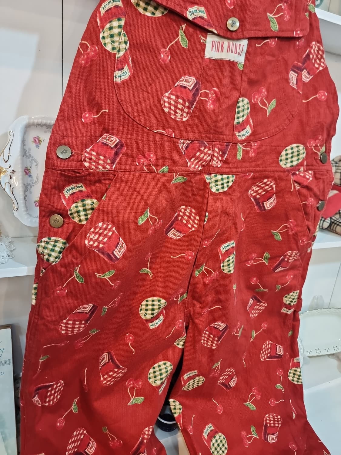 핑크하우스 레드 체리 멜빵바지 상품이미지3