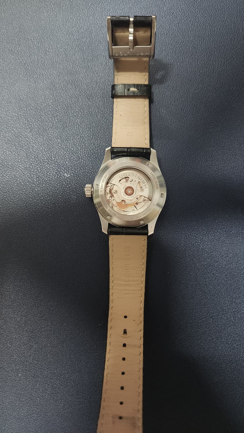 해밀턴 머피 38mm 카키필드 오토매틱 블랙 레더 스트랩 상품이미지6